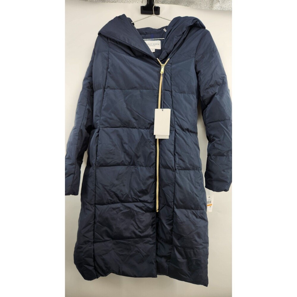 Cole Haan Women's Small Navy Blue Portrait Collar Puffer Coat NWT